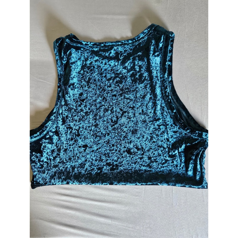 SHEIN Curve Crop Top Womens 3XL Teal Green Crushed Velvet Sleeveless swvest